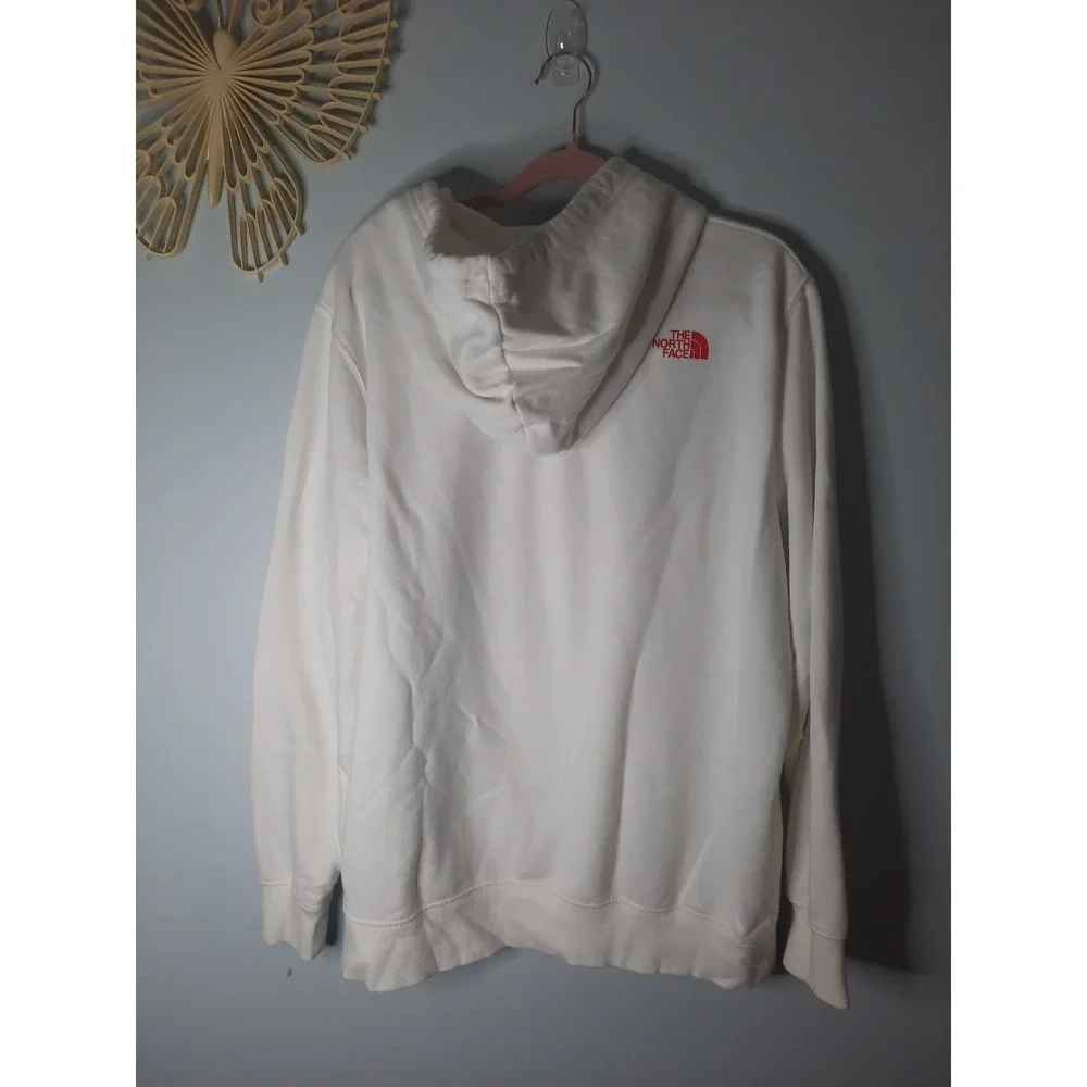 North Face Mens XL Circular Design Hoodie White Multi Color Box Logo Pullover - Picture 6 of 6